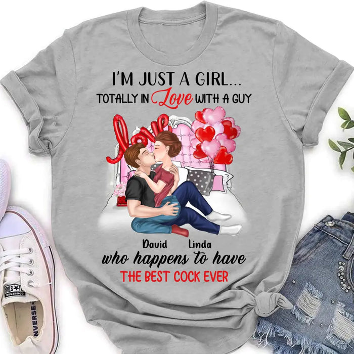 Personalized Couple Shirt/Hoodie - Gift Idea For Husband From Wife/Couple Gift/Valentine's Day - I'm Just A Girl...Totally In Love With A Guy