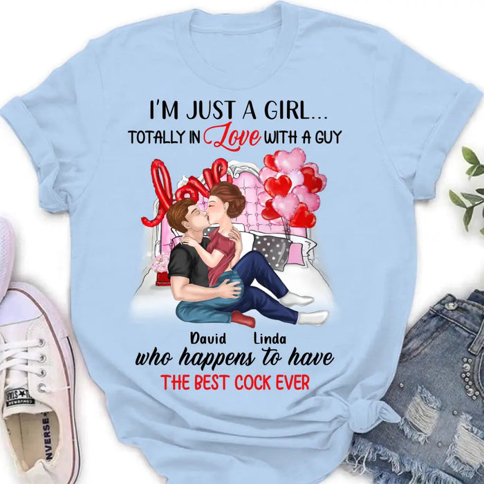 Personalized Couple Shirt/Hoodie - Gift Idea For Husband From Wife/Couple Gift/Valentine's Day - I'm Just A Girl...Totally In Love With A Guy