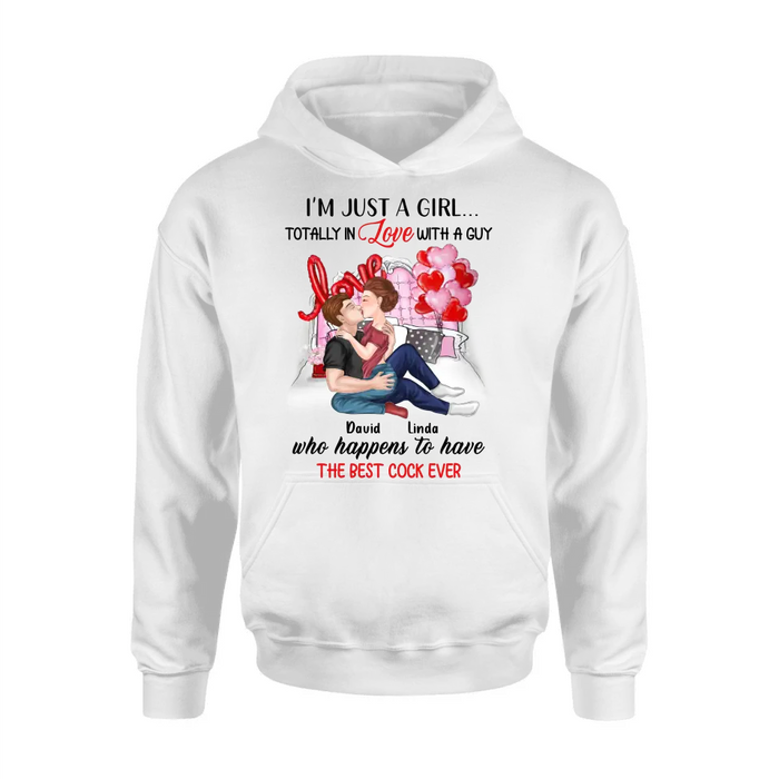 Personalized Couple Shirt/Hoodie - Gift Idea For Husband From Wife/Couple Gift/Valentine's Day - I'm Just A Girl...Totally In Love With A Guy