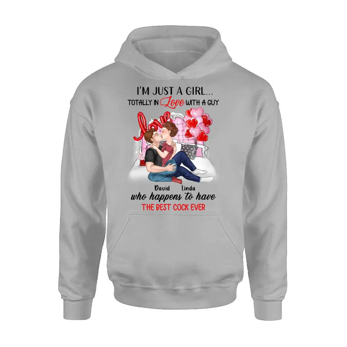 Personalized Couple Shirt/Hoodie - Gift Idea For Husband From Wife/Couple Gift/Valentine's Day - I'm Just A Girl...Totally In Love With A Guy