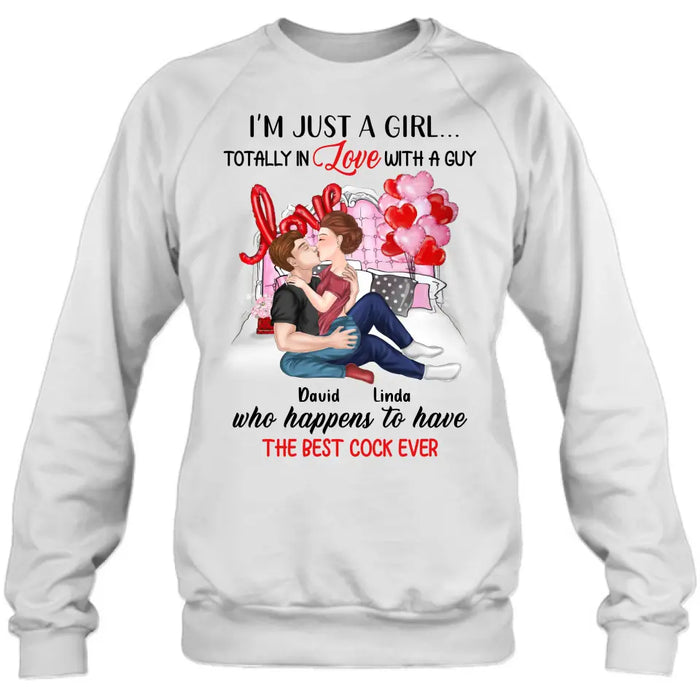 Personalized Couple Shirt/Hoodie - Gift Idea For Husband From Wife/Couple Gift/Valentine's Day - I'm Just A Girl...Totally In Love With A Guy