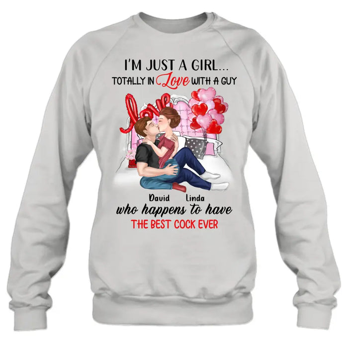 Personalized Couple Shirt/Hoodie - Gift Idea For Husband From Wife/Couple Gift/Valentine's Day - I'm Just A Girl...Totally In Love With A Guy