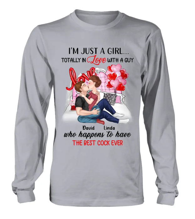 Personalized Couple Shirt/Hoodie - Gift Idea For Husband From Wife/Couple Gift/Valentine's Day - I'm Just A Girl...Totally In Love With A Guy