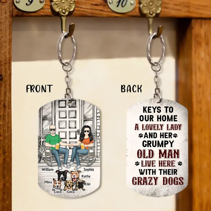 Personalized Couple Aluminum Keychain - Gift Idea For Couple/Dog Lovers - Up to 5 Dogs - Keys To Our Home