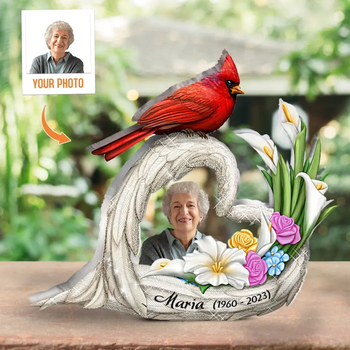 Personalized Memorial Cardinal Photo Acrylic Plaque - Upload Photo - Christmas/Memorial Gift Idea for Family