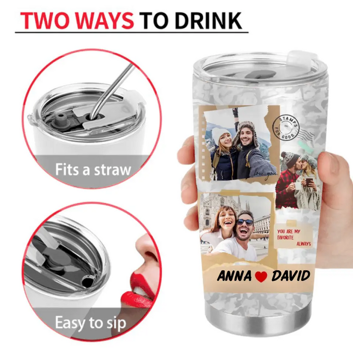 Personalized Couple Photo Tumbler - Gift Idea For Him/Her/Couple/Valentine's Day - Upload Photo - I Love You