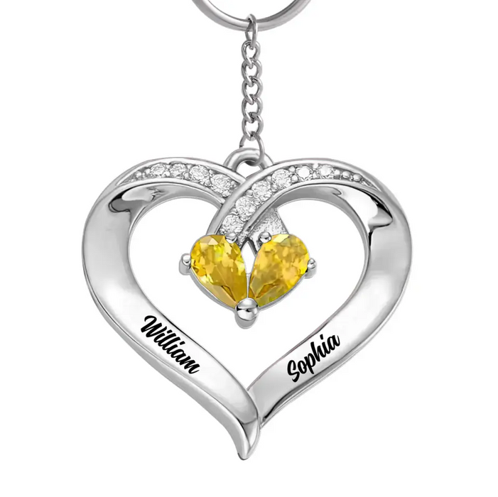 Personalized Heart Shape Acrylic Keychain - Anniversary/Birthday/Valentine's Day Gift Idea For Couple/Him/Her