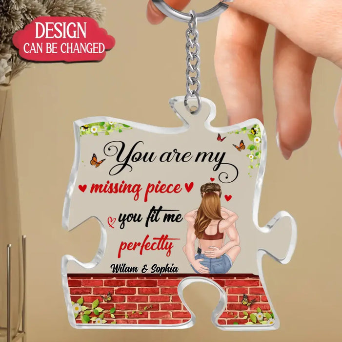 Personalized Couple Acrylic Keychain - Valentine Gift Idea For Couple/Him/Her - You Are My Missing Piece you Fit Me Perfectly