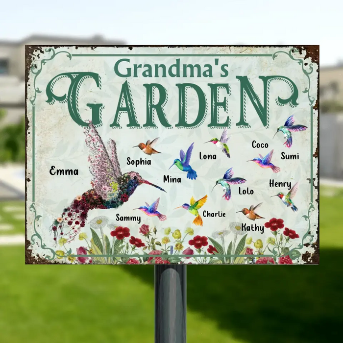 Personalized Grandma's Garden Metal Sign - Mother's Day Gift Idea For Grandma/Mother - Up to 10 Kids - Grandma's Garden
