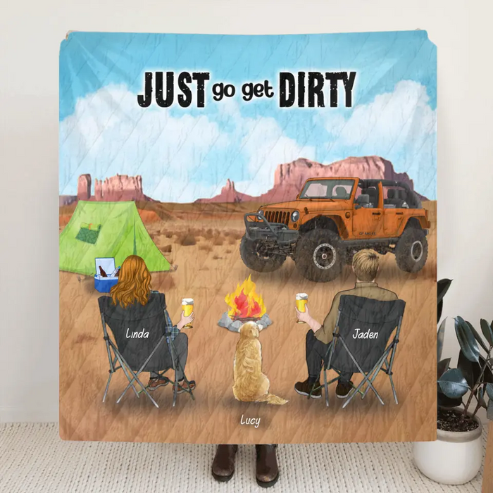 Personalized Off-Road SUVs Quilt/Fleece Blanket - Best Gift Idea For Off-Road Lovers - Man/Woman/Couple With Up To 3 Pets - Just Go Get Dirty