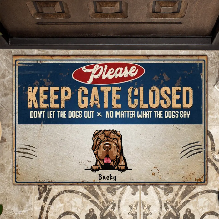 Personalized Guard Dog Doormat - Up to 3 Dogs - Best Gift Idea For Dog Lovers - Please Keep Gate Closed - 32E5WM