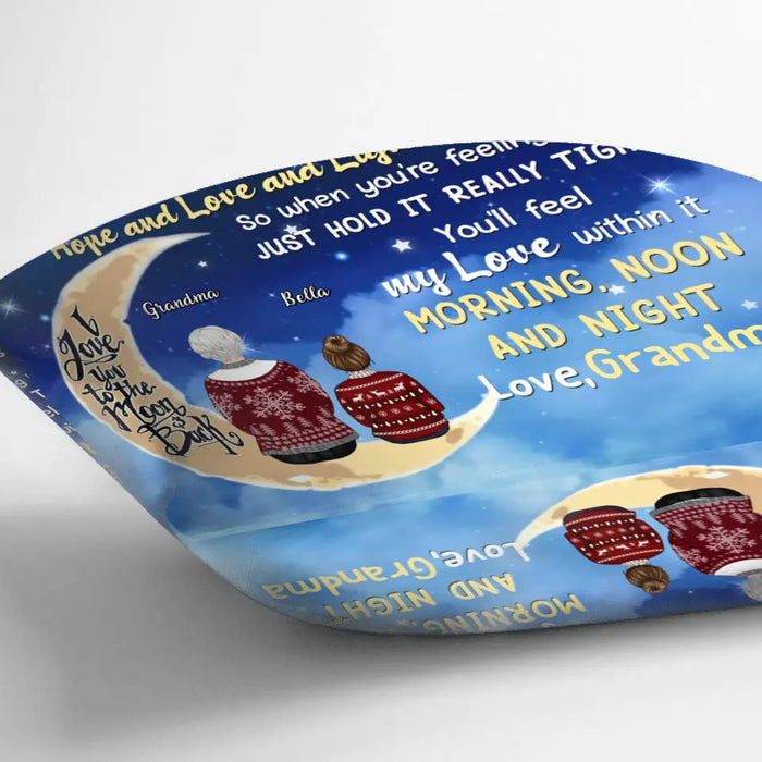 Personalized Grandma & Grandkids On Moon Pillow Cover - Grandma With Up To 4 Kids - To My Granddaughter, I Hugged This Soft Pillow