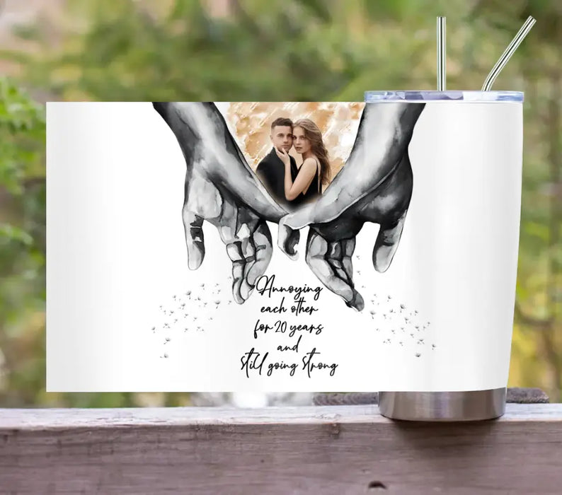 Personalized Couple Photo Tumbler - Gift Idea For Couple/Her/Him - Annoying Each Other For 20 Years And Still Going Strong