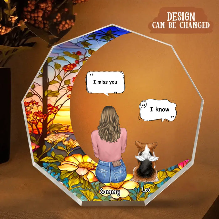 Personalized Memorial Pet Nonagon Acrylic Plaque - Memorial Gift Idea For Dog/Cat/Rabbit Owners - I Miss You