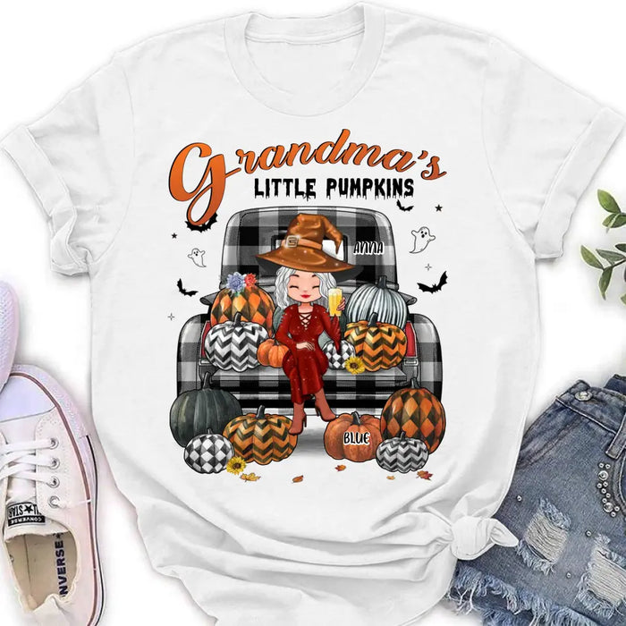 Personalized Grandma Shirt/Hoodie - Up to 10 Kids - Halloween Gift For Grandma - Grandma's Little Pumpkins