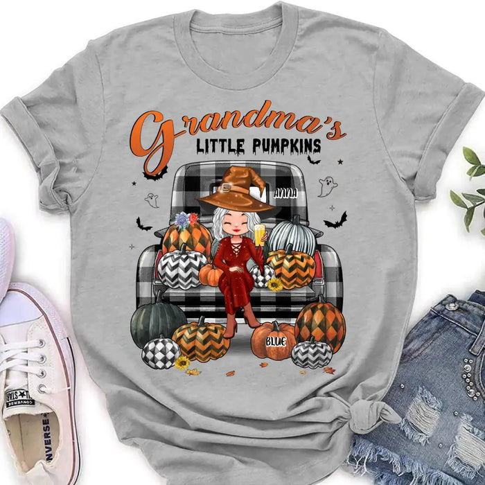 Personalized Grandma Shirt/Hoodie - Up to 10 Kids - Halloween Gift For Grandma - Grandma's Little Pumpkins