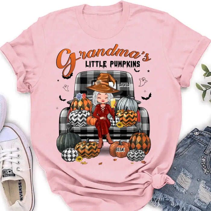 Personalized Grandma Shirt/Hoodie - Up to 10 Kids - Halloween Gift For Grandma - Grandma's Little Pumpkins