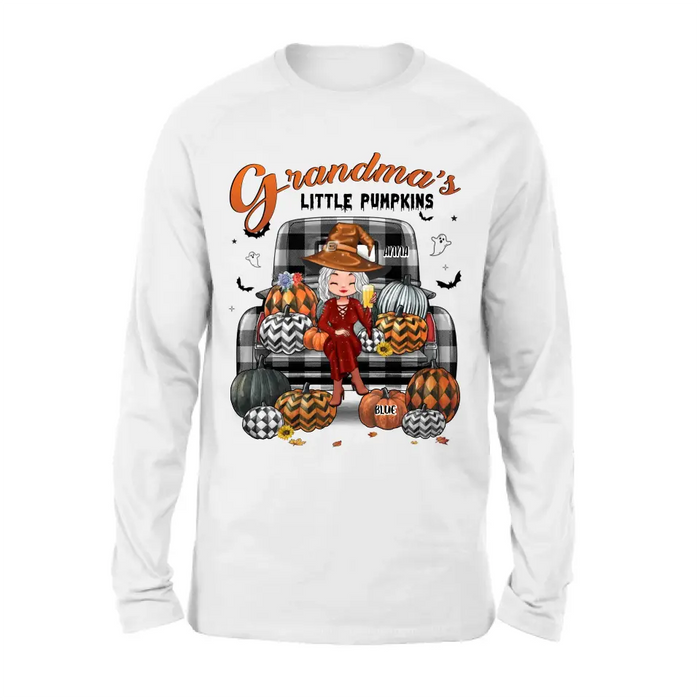 Personalized Grandma Shirt/Hoodie - Up to 10 Kids - Halloween Gift For Grandma - Grandma's Little Pumpkins