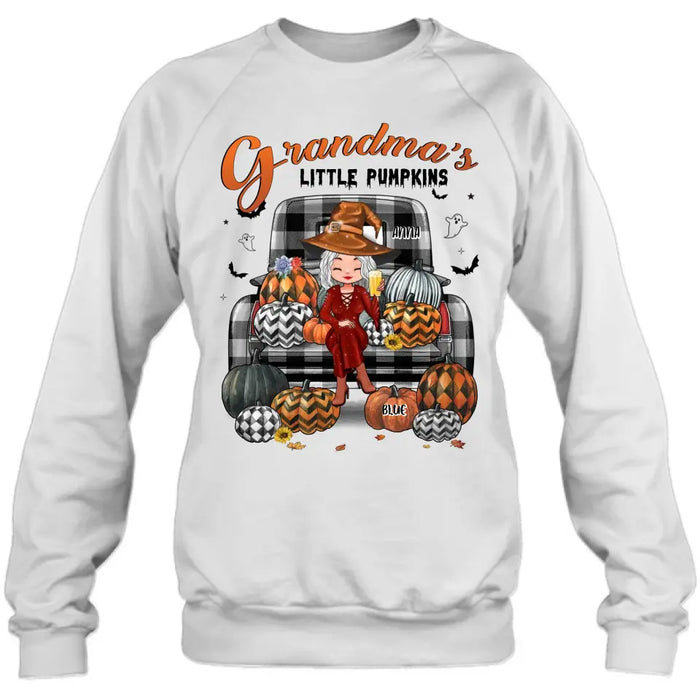 Personalized Grandma Shirt/Hoodie - Up to 10 Kids - Halloween Gift For Grandma - Grandma's Little Pumpkins