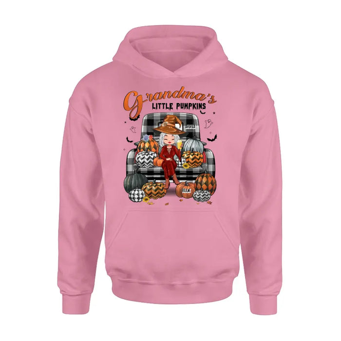 Personalized Grandma Shirt/Hoodie - Up to 10 Kids - Halloween Gift For Grandma - Grandma's Little Pumpkins