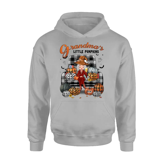 Personalized Grandma Shirt/Hoodie - Up to 10 Kids - Halloween Gift For Grandma - Grandma's Little Pumpkins
