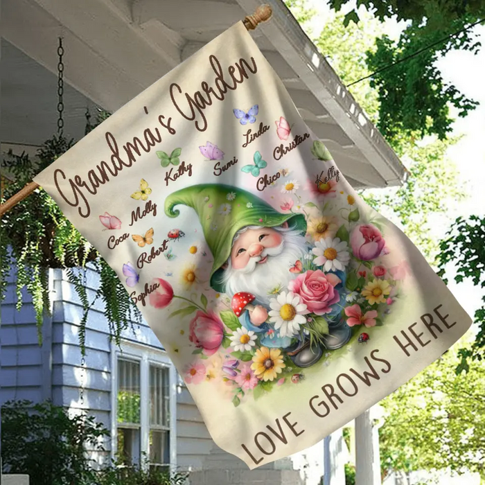 Personalized Grandma's Garden Flag Sign - Mother's Day Gift Idea For Grandma/Mother - Up to 10 Kids
