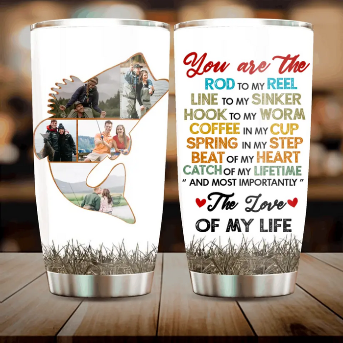 Personalized Couple Tumbler - Upload Photo - Gift Idea For Couple/Him/Her/Fishing Lover - Your Are The Rod To My Reel