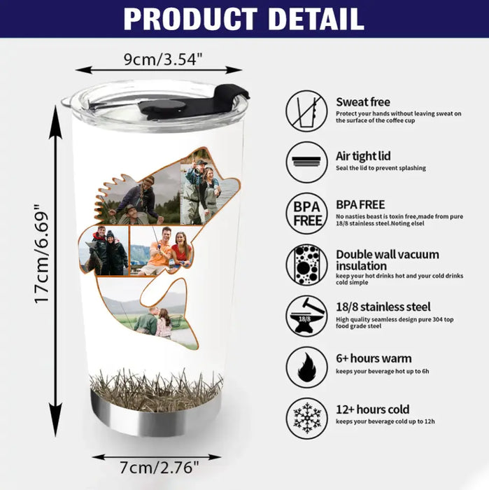 Personalized Couple Tumbler - Upload Photo - Gift Idea For Couple/Him/Her/Fishing Lover - Your Are The Rod To My Reel