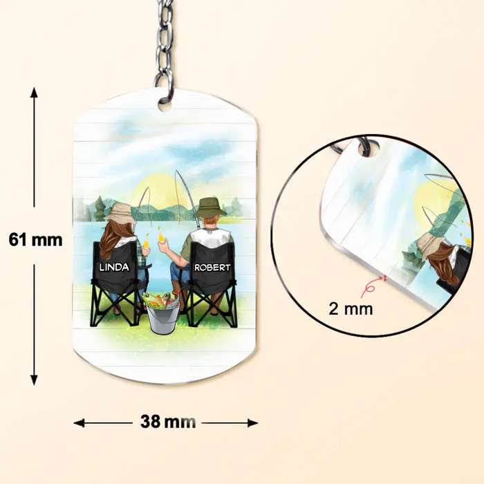 Personalized Fishing Couple Aluminum Keychain - Gift Idea For Him/Husband - I Just Want To Drink Beer