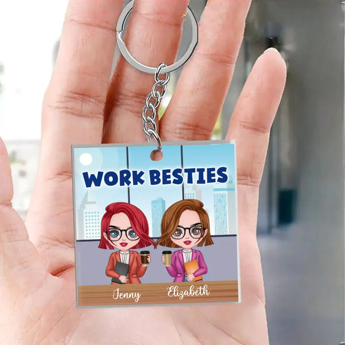 Personalized Work Besties Acrylic Keychain - Up to 4 Besties - Gifts Idea for Besties/Colleagues - You Are The Reason I Don't Punch People At Work