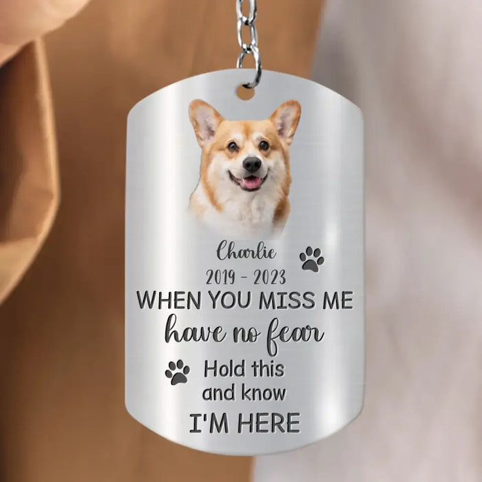 Personalized Memorial Dog Aluminum Keychain - Upload Photo - Memorial Gift Idea For Dog Mom - Don't Cry For Me Mom I'm Okay