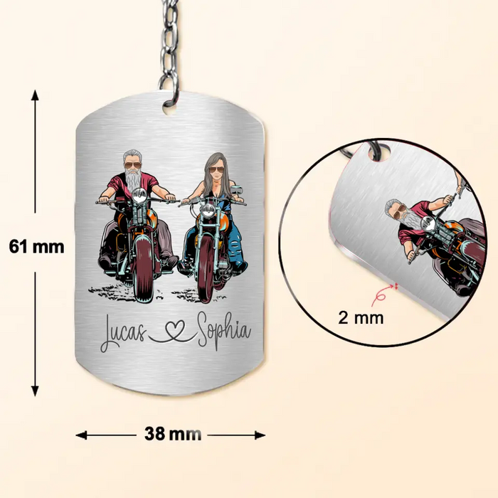 Personalized Riding Couple Aluminum Keychain - Gift Idea For Couple/Her/Him - Keys To My Awesome Bike