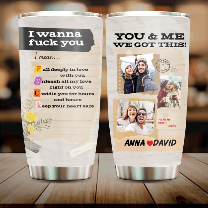 Personalized Photo Couple Tumbler - Gift Idea for Couple/Him/Her - Upload Photos - Fall Deeply In Love With You