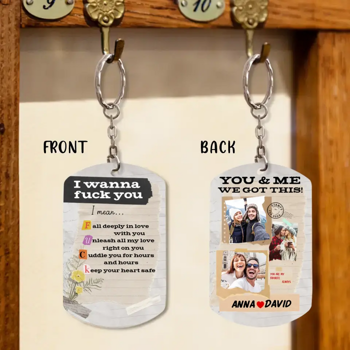 Personalized Photo Couple Aluminum Keychain - Gift Idea for Couple/Him/Her - Upload Photos - Fall Deeply In Love With You