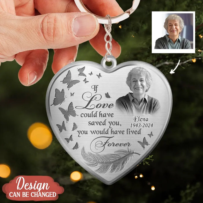 Personalized Photo Heart Acrylic Keychain - Memorial Gift Idea For Pet Lover - If Love Could Have Saved You, You Would Have Lived Forever
