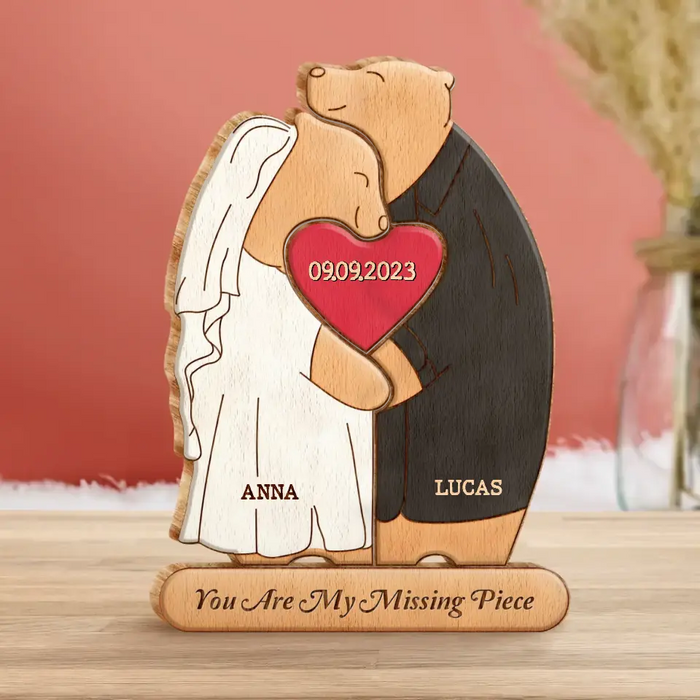 Personalized Bear Couple Wooden Puzzle - Gift Idea For Couple/Him/Her/Valentine's Day - You Are My Missing Piece