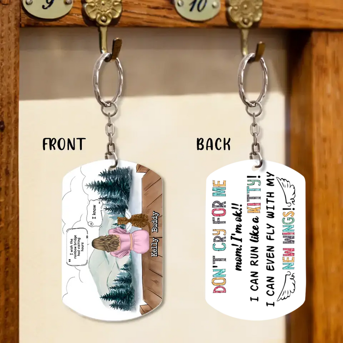 Custom Memorial Cat Mom Aluminum Keychain - Up to 4 Cats - Memorial Gift Idea For Cat Owners - Don't Cry For Me Mom! I'm Ok