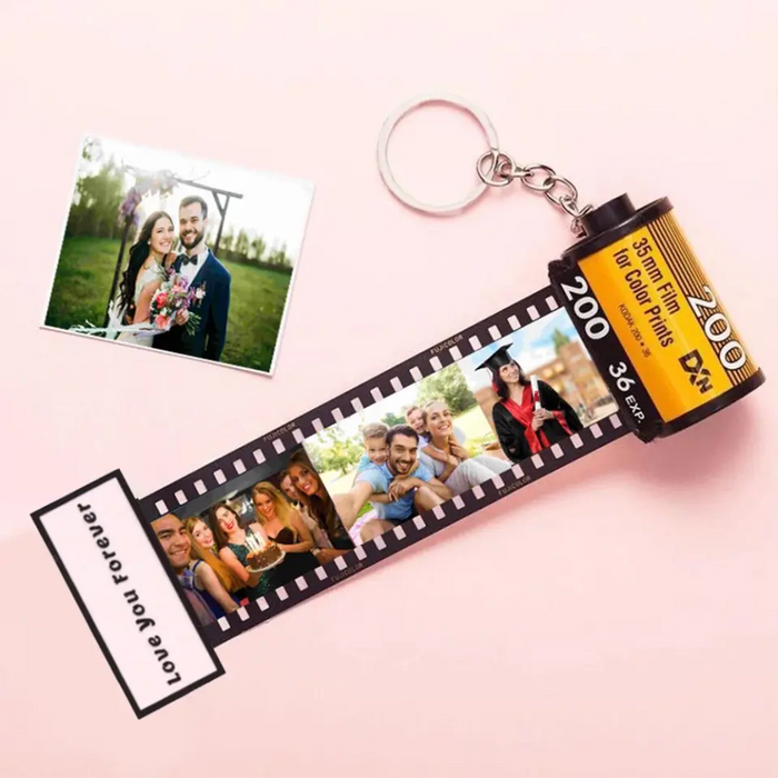 Personalized Couple Photo Film Roll Keychain - Up to 9 Photos - Valentine's Day Gift Idea for Couple