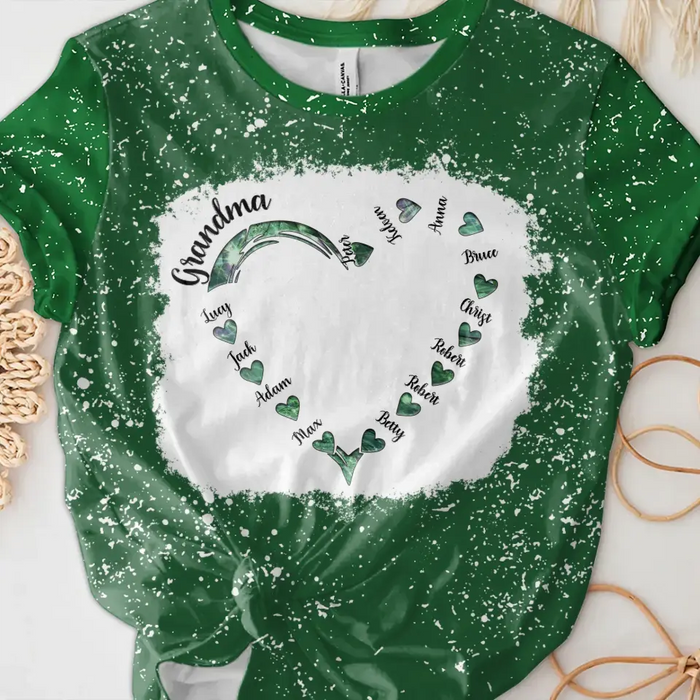 Personalized Grandma Hearts T-shirt - Family Best Gifts For Mother's Day -  Up to 12 Kids