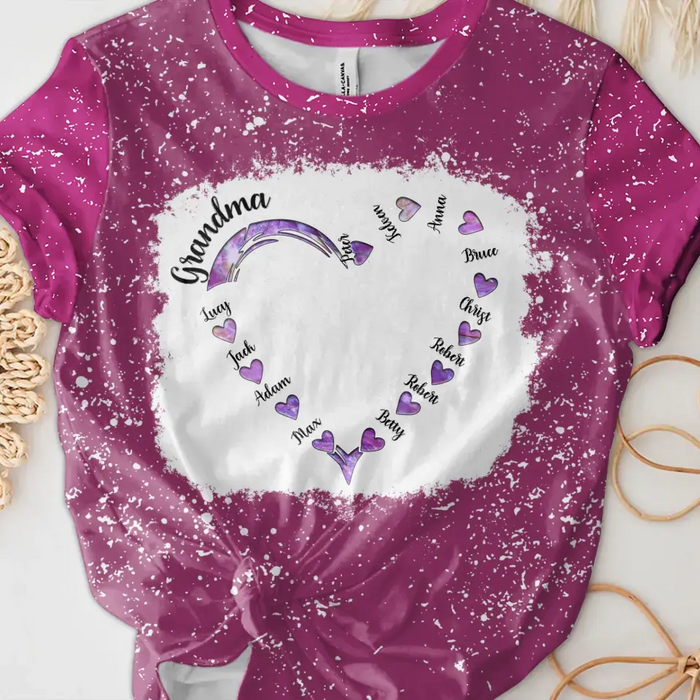 Personalized Grandma Hearts T-shirt - Family Best Gifts For Mother's Day -  Up to 12 Kids