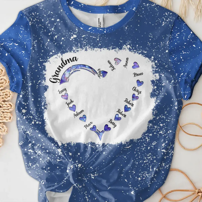 Personalized Grandma Hearts T-shirt - Family Best Gifts For Mother's Day -  Up to 12 Kids