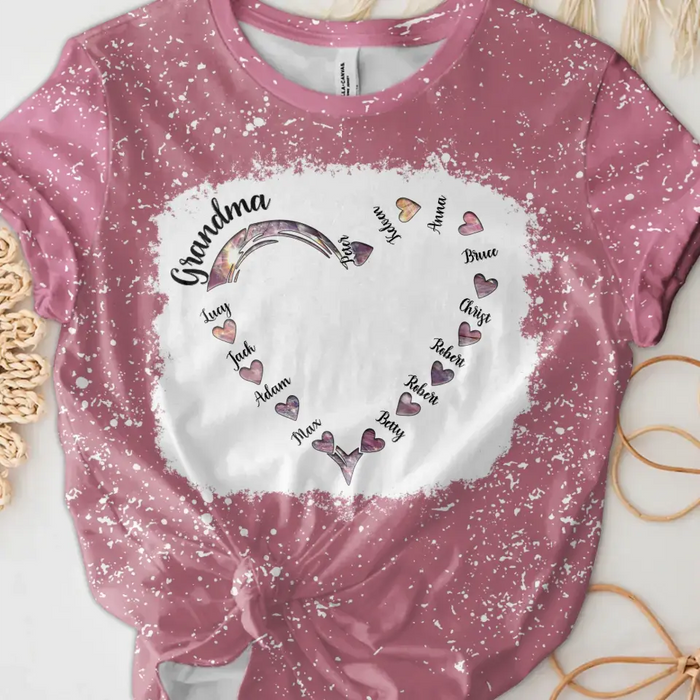 Personalized Grandma Hearts T-shirt - Family Best Gifts For Mother's Day -  Up to 12 Kids