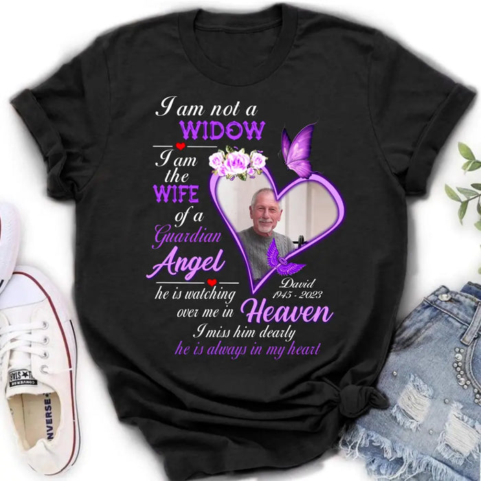 Personalized Memorial Photo T-Shirt/Long Sleeve/Sweatshirt/Hoodie - Upload Photo - Gift Idea For Family - I Am Not A Widow