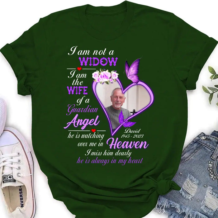 Personalized Memorial Photo T-Shirt/Long Sleeve/Sweatshirt/Hoodie - Upload Photo - Gift Idea For Family - I Am Not A Widow