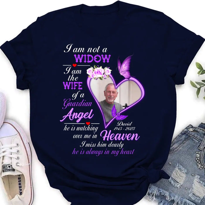 Personalized Memorial Photo T-Shirt/Long Sleeve/Sweatshirt/Hoodie - Upload Photo - Gift Idea For Family - I Am Not A Widow