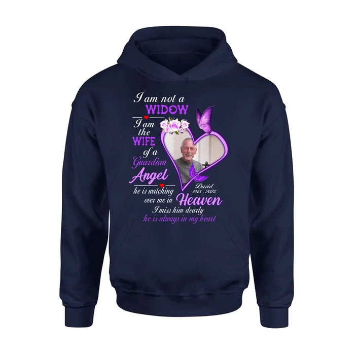 Personalized Memorial Photo T-Shirt/Long Sleeve/Sweatshirt/Hoodie - Upload Photo - Gift Idea For Family - I Am Not A Widow
