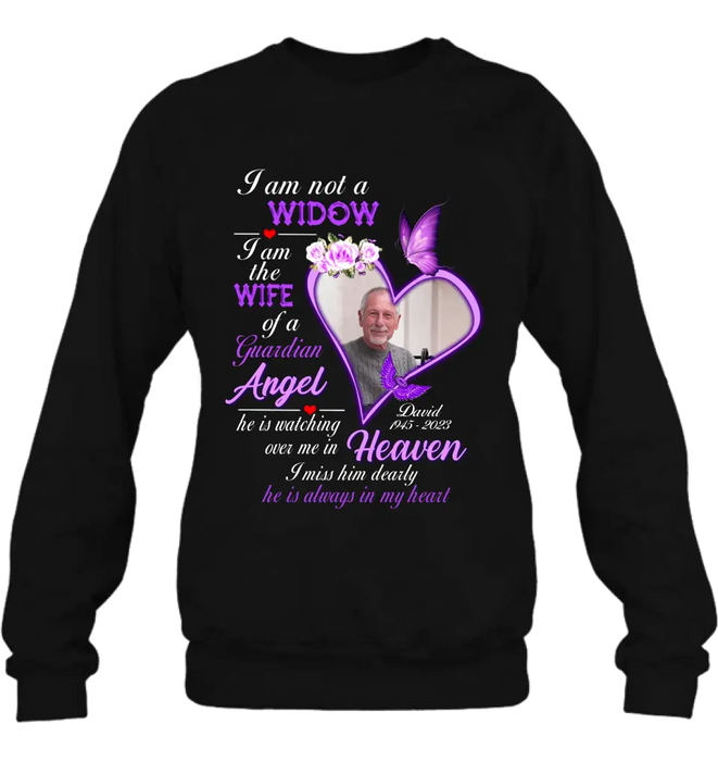 Personalized Memorial Photo T-Shirt/Long Sleeve/Sweatshirt/Hoodie - Upload Photo - Gift Idea For Family - I Am Not A Widow