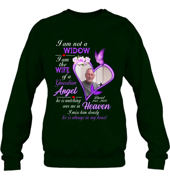 Personalized Memorial Photo T-Shirt/Long Sleeve/Sweatshirt/Hoodie - Upload Photo - Gift Idea For Family - I Am Not A Widow