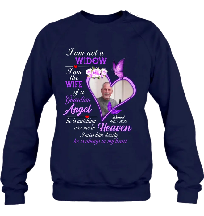 Personalized Memorial Photo T-Shirt/Long Sleeve/Sweatshirt/Hoodie - Upload Photo - Gift Idea For Family - I Am Not A Widow