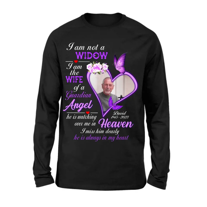 Personalized Memorial Photo T-Shirt/Long Sleeve/Sweatshirt/Hoodie - Upload Photo - Gift Idea For Family - I Am Not A Widow